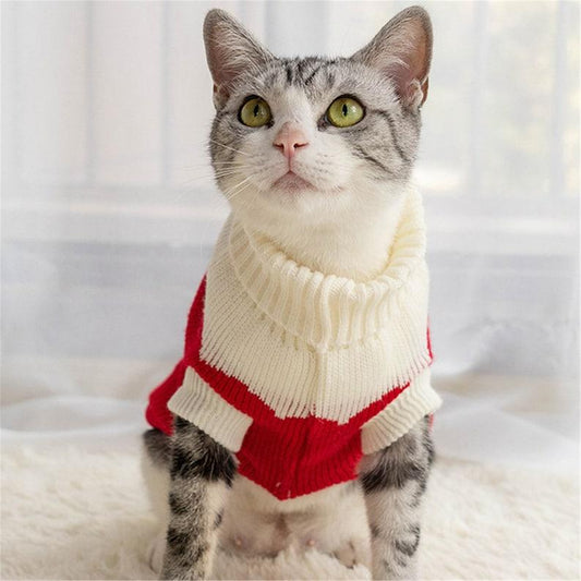 Dog Cat Clothes Pet Cat Sweater Spring Autumn Warm Pet Cat Clothes Small Dog Clothes