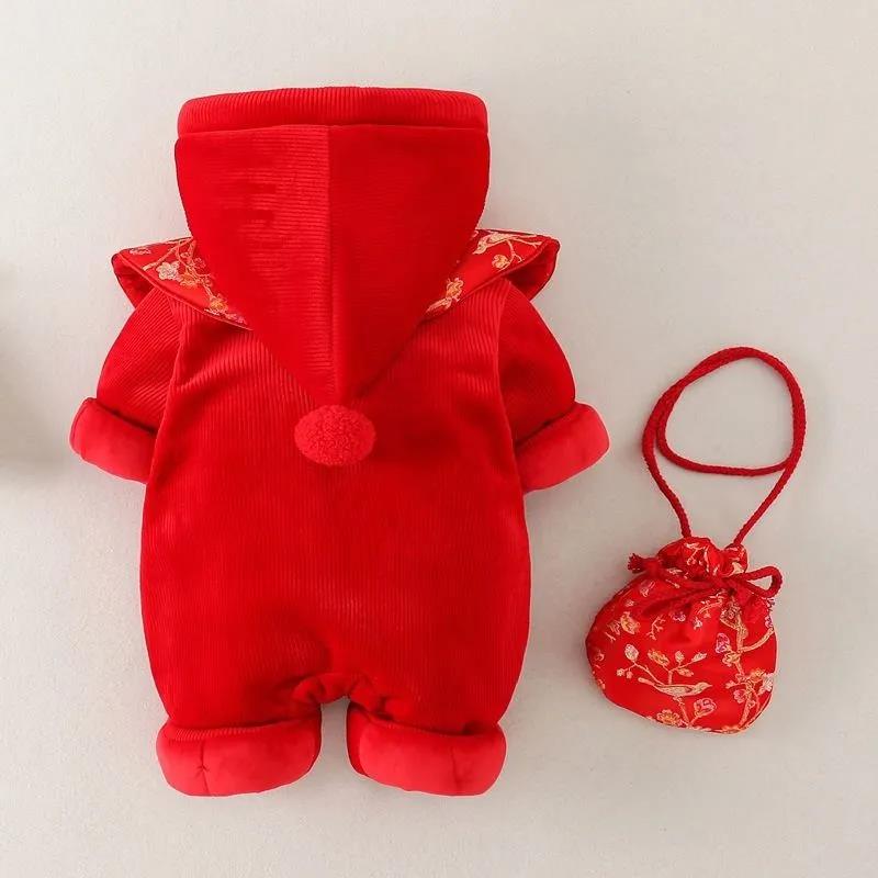 Baby Winter Dress Women's Chinese New Year Clothes Children's New Year Dress Plush Thickened Baby One-piece Clothes Go Out