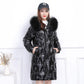 Winter Women's Thick Coat Mid-length Down Down Padded Jacket Over The Knee Shiny Fashion Korean Style Loose Large Fur Collar