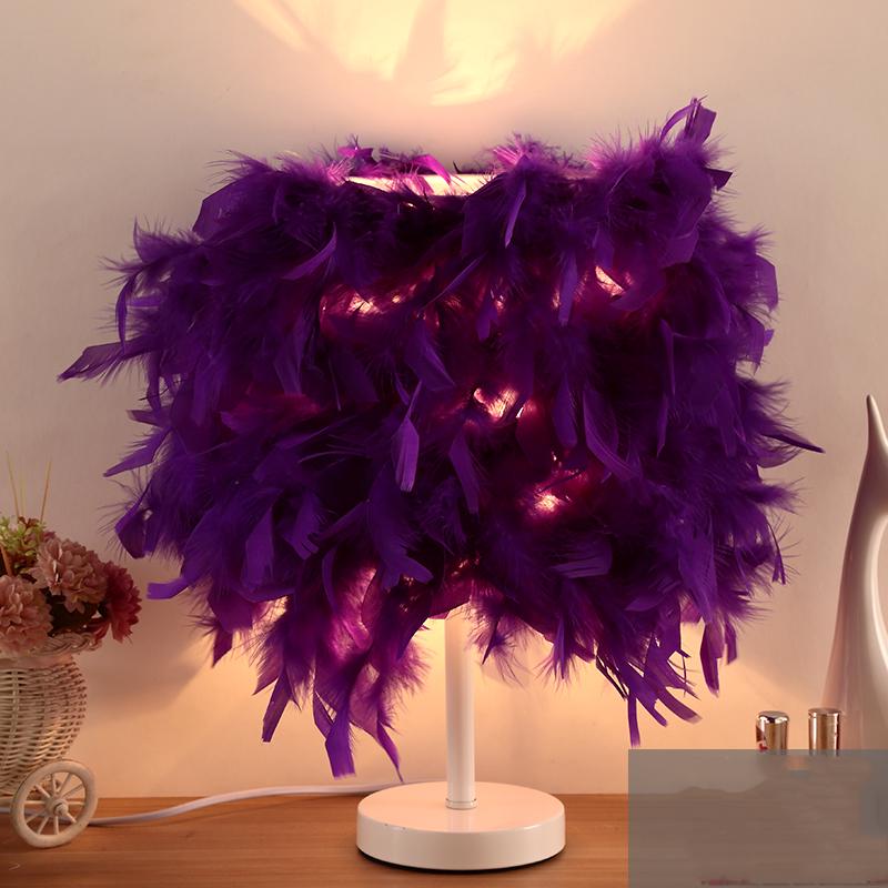 Creative Wedding Room Bedroom Bedside Table Lamp European Princess Wedding Room Feather Table Lamp