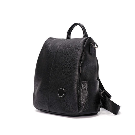 Leather Backpack Women Black Zipper Waterproof Student Computer Bag Outdoor Sports Travel Bags