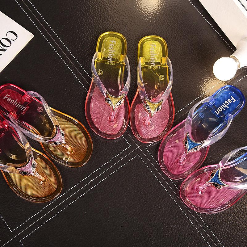 Crystal Fashion Non-slip Flip Flops Beach Sandals and Slippers Female Students Ins Korean Version of The Flat Bottom Wear Slippers