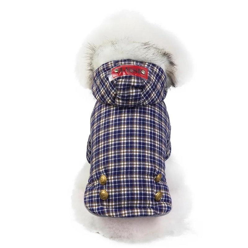 Pet Dog Cat Winter Clothes Plaid Padded Jacket Fleece Coat Bichon Teddy Cat's Warm Coat Pet Rompers Puppy Clothes Pet Supplies Cat's Clothing