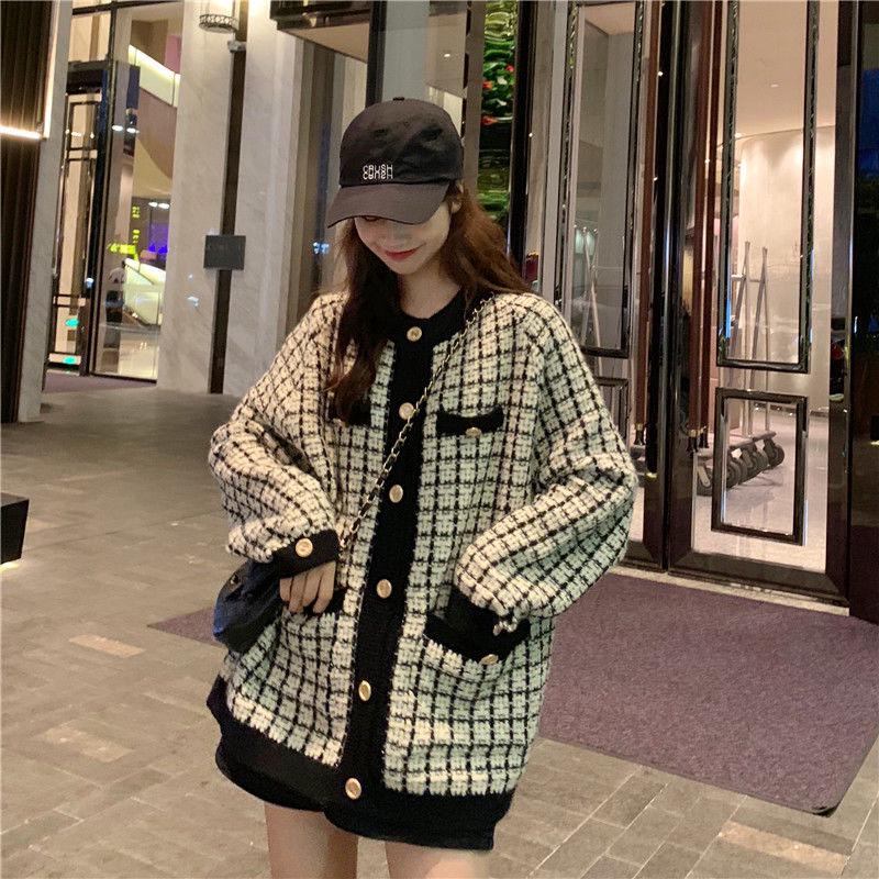 Sweater Cardigan Plus Size Women's College Style Loose Long-sleeved Korean Fashion Mid-length Coat