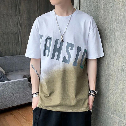 Men's Five-point Short-sleeved T-shirt Summer New Ice Silk T-shirt Trend Loose Half-sleeved Student Shirt Men's Clothing