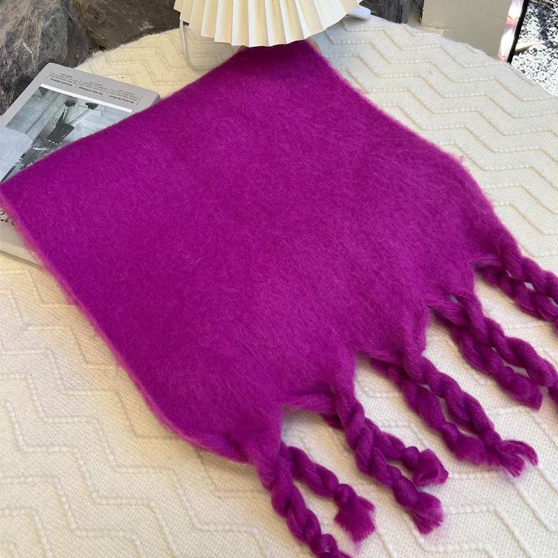 Winter Women's Scarf Macaron Imitation Mohair Scarf To Increase Thickening Warm Scarf