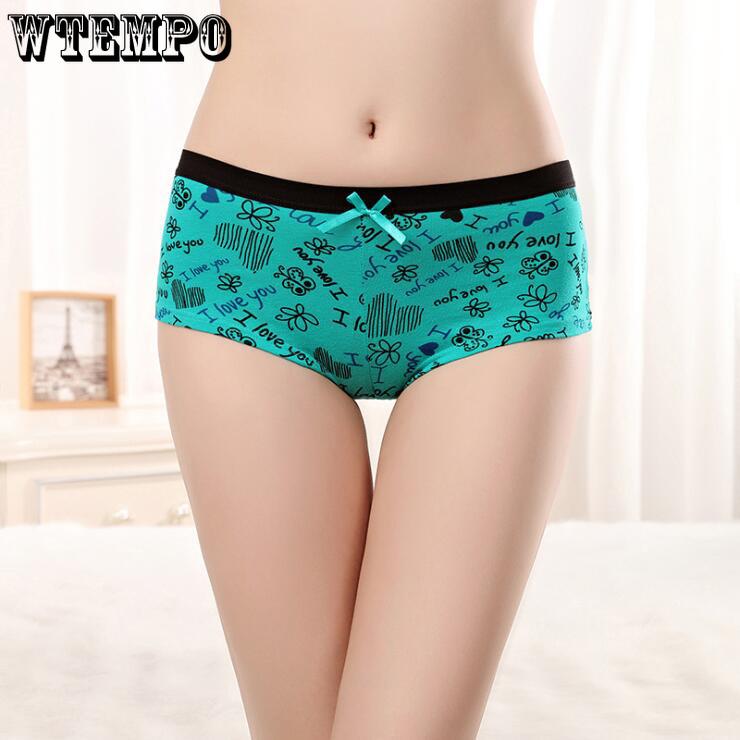 6 Pcs Woman Underwear Print Boyshort Sexy Briefs Cute Girls Panties Ladies Cotton Knickers