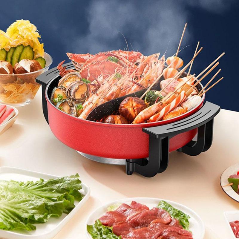 Mandarin Duck Pot Household Multi-function Steaming Cooking Frying Non-stick Large-capacity Electric Pot and Grilling All-in-one Pot