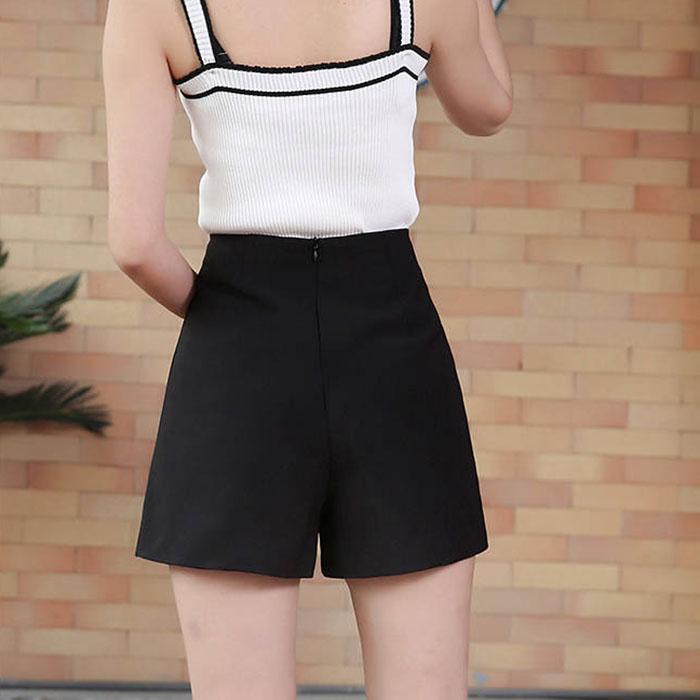 Pofulove Summer Women High Waist Chiffon Wide Leg Shorts Students Casual Thin Mini A-line Pants