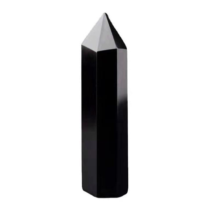 Natural Obsidian Tower, Obsidian Obelisk, Crystal Mineral Wand Point, Healing, Energy Column