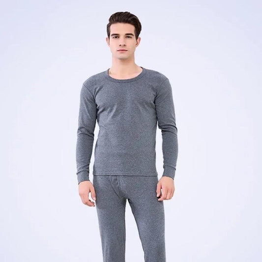 Winter Thickening and Velvet Men's Thermal Underwear Suit Round Neck Autumn Clothes Long Johns Tops and Pants