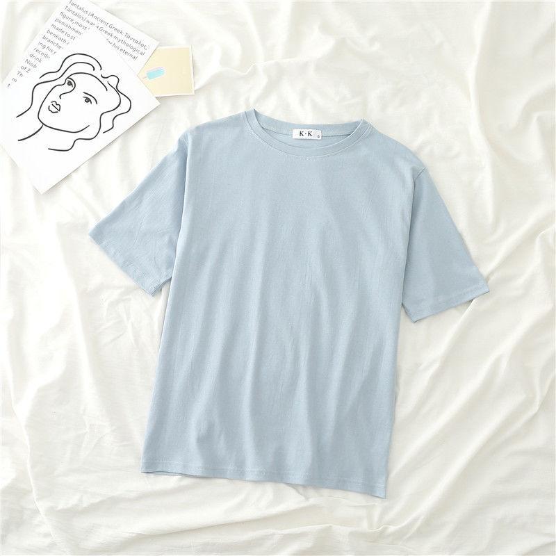 Cotton  Women Round Neck Short Sleeve Tops T Shirt