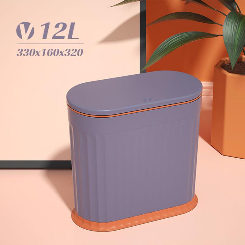 Trash Can Home Living Room Creative with Cover Kitchen Toilet Bathroom Press Elastic Cover Narrow Slit Tube Large