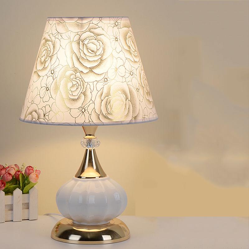 LED Table Lamps Bedroom Crystal Fabric Bedside Lamp Table Lanterns Home Decoration Indoor Lighting