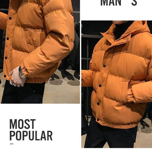 Fashion Trend Men's Winter Jacket Loose Casual Youth Hooded Cotton Jacket Plus Cotton Thick Warm Parker Clothing