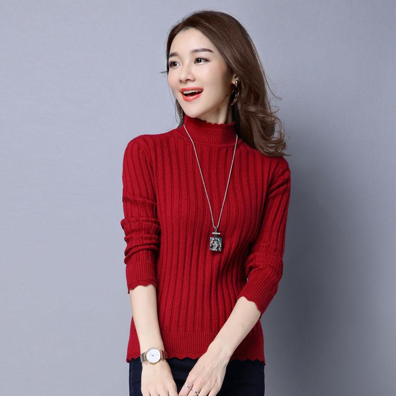 Women Lady High Elastic Half Turtleneck Sweater Women Slim Pull Femme Jumper Clothes Pullovers