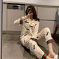 Autumn Simulation Silk Long-sleeved Trousers Pajamas Plus Size Autumn Casual Fashion Home Wear