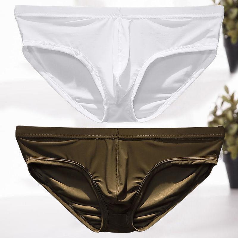 New Men's Sexy Ice Silk Men's Briefs Low-waist Breathable Solid Color Youth Men's Briefs