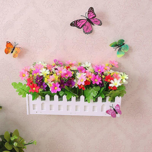 Simulation Fake Flower Plastic Flower Fence Floral Set Wall Hanging Flower Basket Simulation Green Grass Small Potted Ornaments