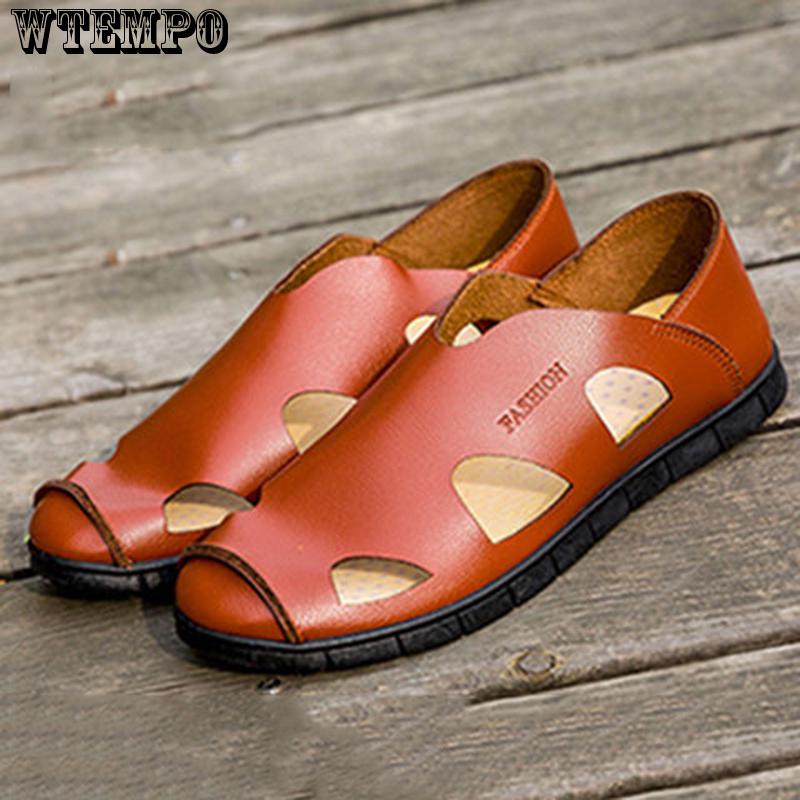 Sandals Summer Men's Quality Shoes Leather Men Sandals Comfortable Slip on Slippers