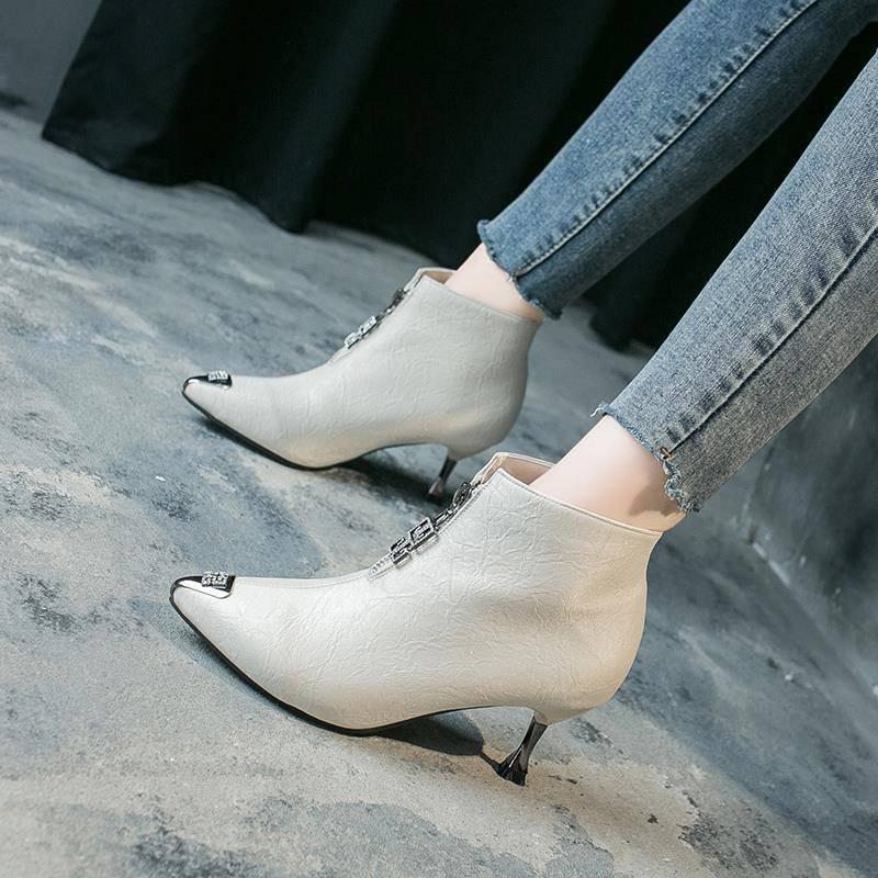 Ankle Boots for Women Short Boots High Heels Pointed Toe Boots Woman Shoes Ladies Shoes