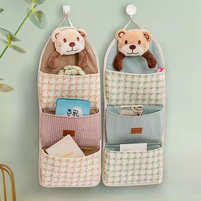 Multi-pocket Lovely Fabric Sundry Storage Bag Dormitory Door Back Wall Hanging Bag Cell Phone Key Storage Hanging Bag Home Organizer