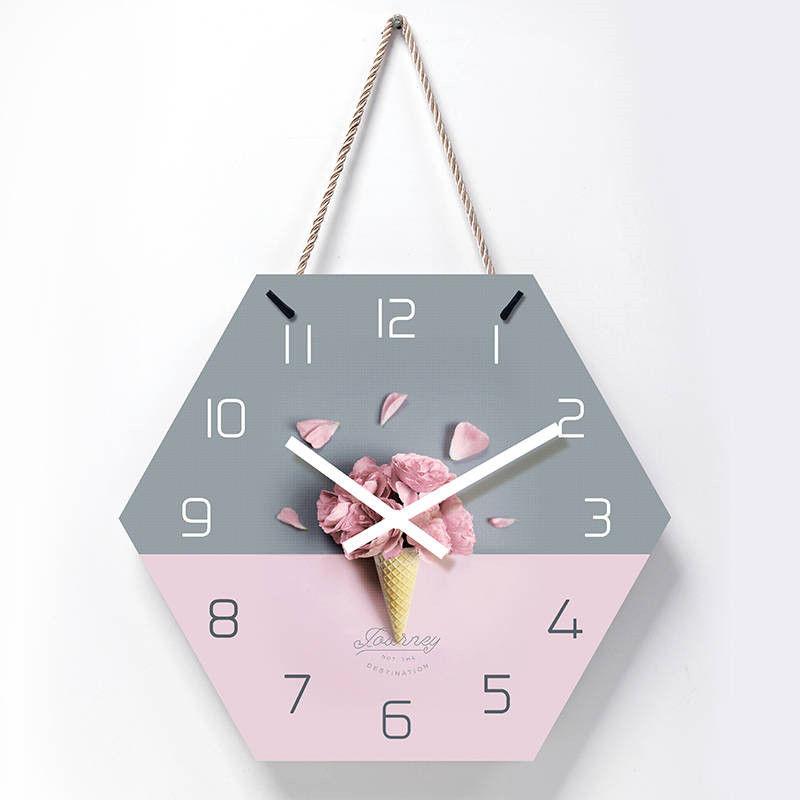 Nordic Wall Clock Living Room Decoration Creative Clock Wall Fresh and Idyllic Silent Bedroom Clock