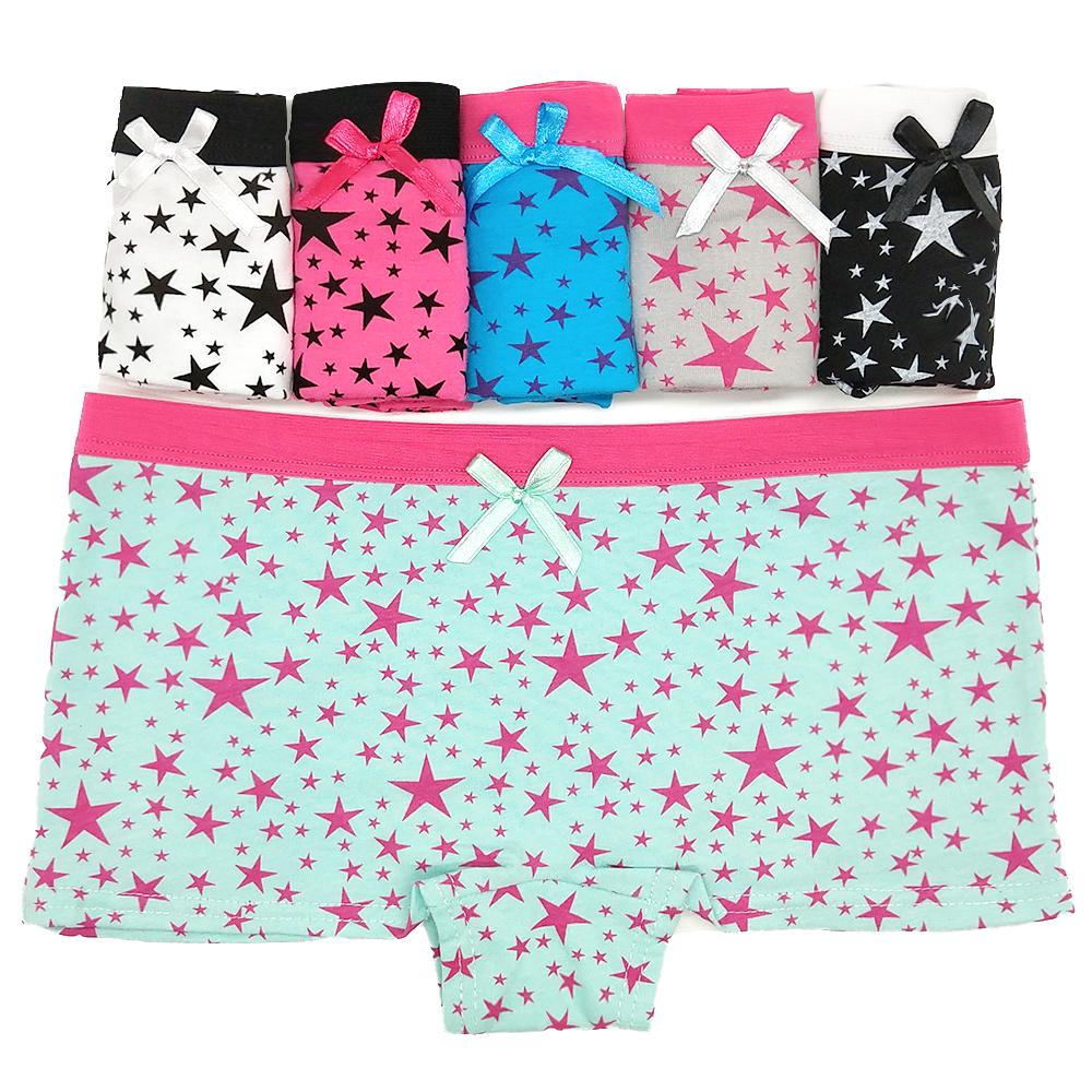 6 pcs/lot Woman Underwear Cotton Boxers Shorts Panties Star Boyshorts Knickers for Women