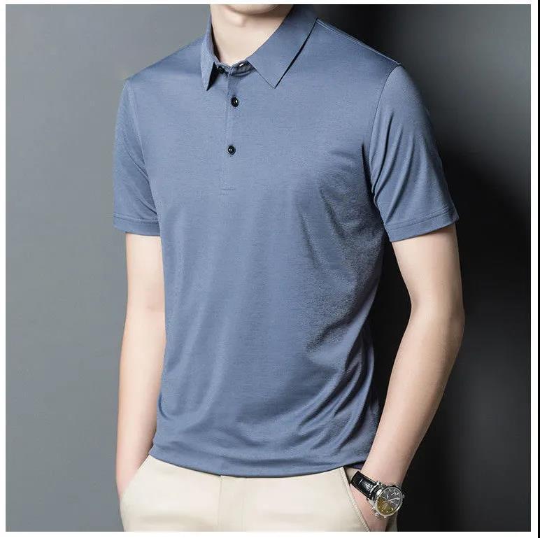 Men's Summer Ice Silk Middle-aged Short-sleeved T-shirt Loose Casual Business T-shirt Men's Top