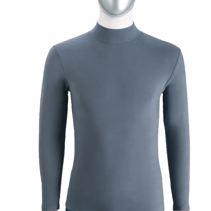 Thermal Underwear Men's Sweater Half-high Collar Autumn Clothes Slim Stretch Cotton Solid Color Cotton Sweater Middle Collar Bottoming Sweatshirts