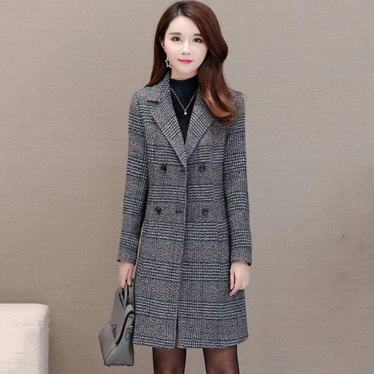 Autumn Coat Women Wool Blend Coat Pocket Oversize Long Trench Coat Outerwear Wool Coat Women Blazers