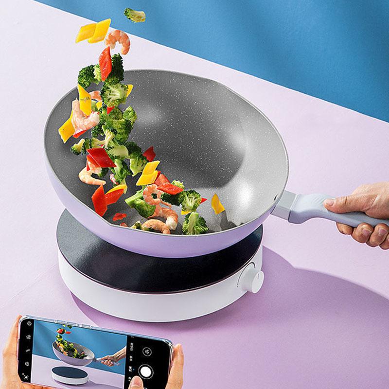 Frying Pan Non-stick Pan Household Cooking Pan Cookware Kitchenware Wok Non-stick Wok with Cover