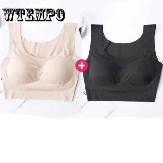 Women Ice Silk Strap Bra Seamless Adjustable Fitness No Steel Ring Push Up Bra