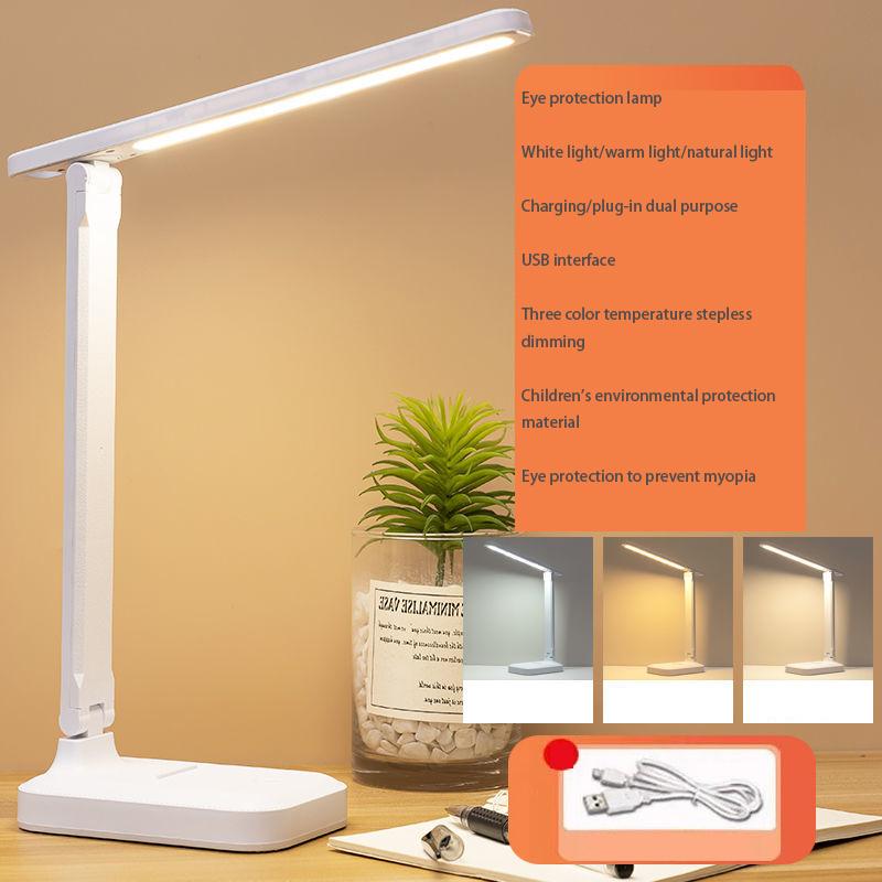 Touch-sensitive Table Lamp, Eye Protection Learning Lamp, Rechargeable Plug-in Dual-use Folding Type Vision Protection LED Reading Lamp