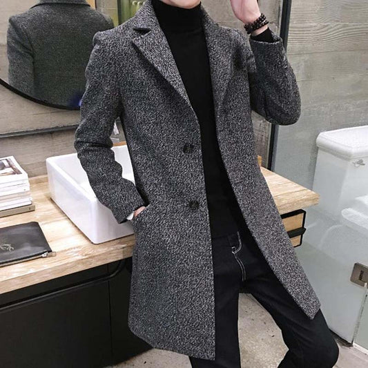 Windbreaker Men's Mid-length Coat Men's Jacket Autumn and Winter Trend Thick Winter Clothing