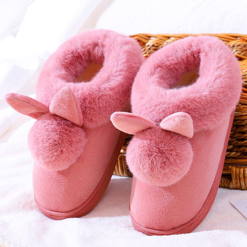 Autumn and Winter Cotton Slippers Indoor Non-slip Soft-soled Shoes Keep Warm Simple Plush Cotton Shoes Fashionable and Cute