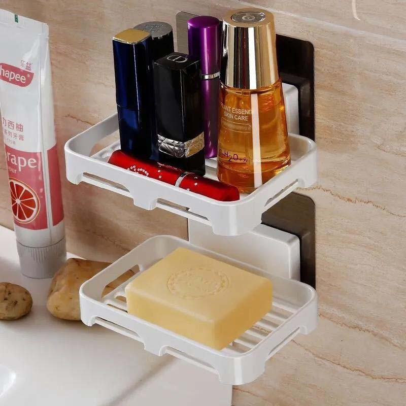 2 Pcs Drain Soap Box Home Bathroom Wall-shaped Soap Storage Box