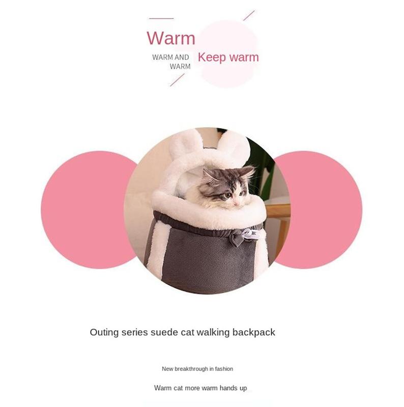 Warm Pet Carrier Bag Small Cat Dogs Backpack Winter Plush Pets Cage for Outdoor Travel Pet Hanging Chest Bags 6kg Load-bearing