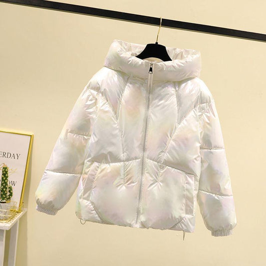 Glossy Short Coat Women's Korean Winter Coat Thick Bread Coat Colorful Down Cotton Coat