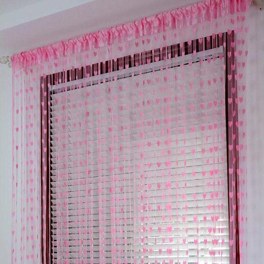 Romantic Love Line Curtain Tassel Door Curtain Cute Peach Heart Curtain Setting Partition Hanging Curtain (1 piece)