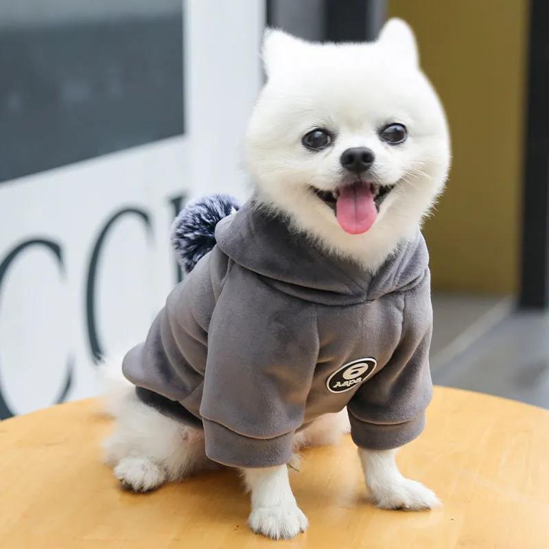 Dog's Warm Jackets Coats Hooded Winter Clothing Cat Hoodies Rompers Two-legged Clothes for Puppy Cats Soft Cotton Jumpsuits with Cap