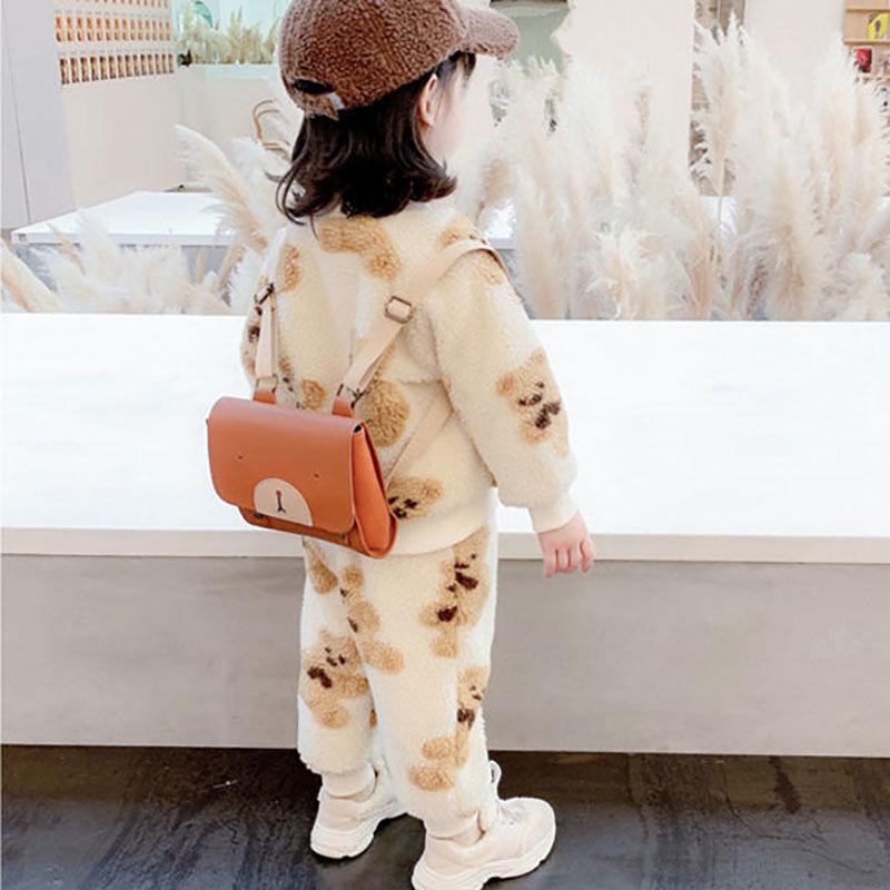 Children's Autumn and Winter Warm Suit Girl and Boy Korean Version Girl Baby Plush Two-piece Sets