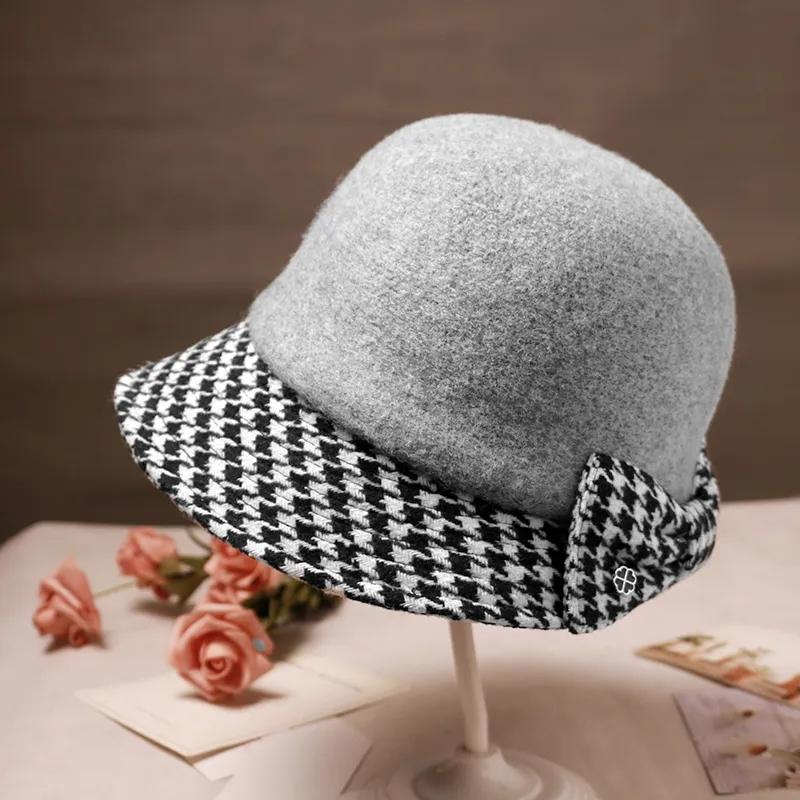 Women's Bow Knot Foldable Wool Blend Hat Autumn Winter Fisherman's Hat Warm Casual Peaked Cap Versatile Elegant Top Hat