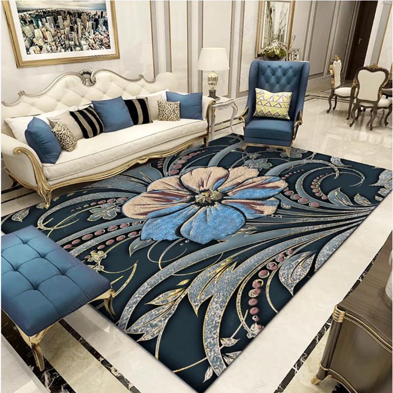 Chinese Style 3D Floral Pattern Carpet for Living Room Area Rug Children Floor Mat Cloakroom Rugs