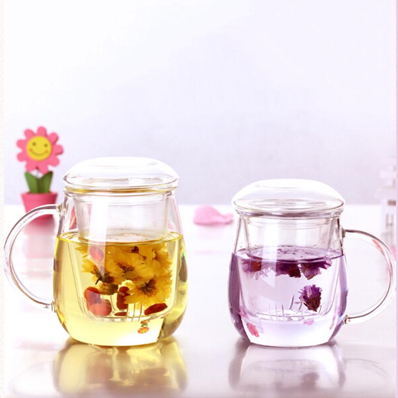 Mushroom Cup Creative Glass Summer Water Female Cups with Lids Transparent Flower Tea