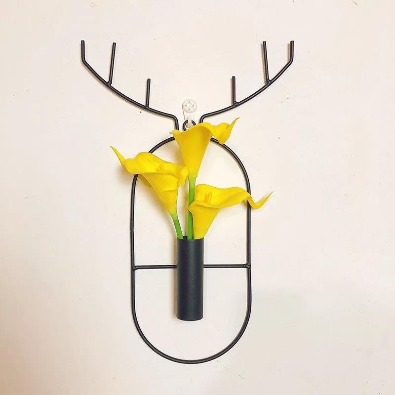 Deer Horn Iron Art Flower Arrangement Wall Mounted Metal Flower Stand Wall Decoration Pendant Flower Device