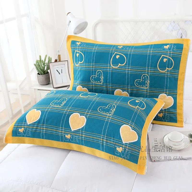 Two-piece Pillowcase Retro Printing Pillowcase Home Bedroom Single Double Thick Encryption Pillow Towel