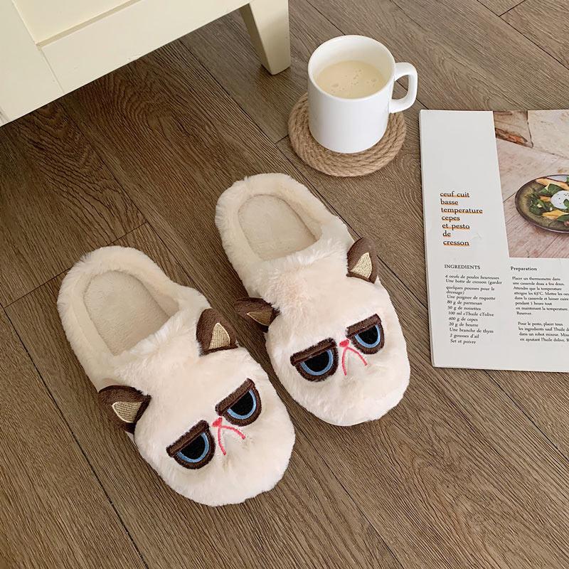 Women Warm Slippers Ladies Cute Winter Shoes Home Cat Plush Flats Casual Fashion Indoor New Footwear Bedroom Woman Shoe 2021