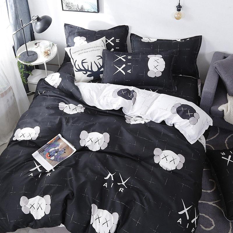 Bedding Set Leaf Printed Bed Linen Sheet Plaid Duvet Cover Single Double Queen King Quilt Covers Sets Bedclothes