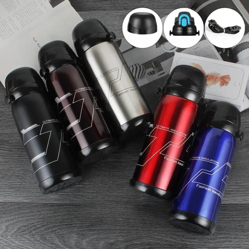 800ml Stainless Steel Vacuum Flask Outdoor Sports Large Capacity Kettle Coffee Tea Water Bottle Milk Cup